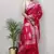 Red soft cotton spun designer party wear saree with unstitched blousea piece