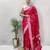 Red soft cotton spun designer party wear saree with unstitched blousea piece
