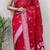 Red soft cotton spun designer party wear saree with unstitched blousea piece