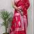 Red soft cotton spun designer party wear saree with unstitched blousea piece