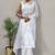 White soft cotton spun designer party wear saree with unstitched blousea piece