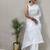 White soft cotton spun designer party wear saree with unstitched blousea piece
