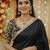 Black soft  japan satin saree embroidery work designer party wear saree with embroidery unstitched blouse piece