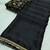 Black soft  japan satin saree embroidery work designer party wear saree with embroidery unstitched blouse piece