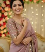 Onion satin saree embroidery saree with embroidery unstitched blouse piece