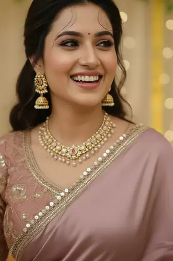 Onion satin saree embroidery saree with embroidery unstitched blouse piece