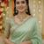Pista green soft japan satin saree embroidery work designer party wear saree with embroidery unstitched blouse piece