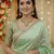 Pista green satin saree embroidery saree with embroidery unstitched blouse piece