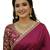 Wine soft japan satin saree embroidery work designer party wear saree with embroidery unstitched blouse piece