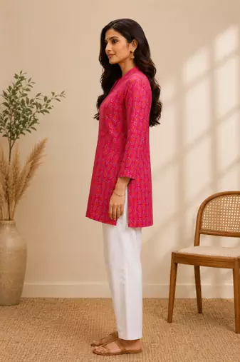 PINK Rayon DIGITAL PRINTED KURTI 