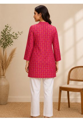 PINK Rayon DIGITAL PRINTED KURTI  3