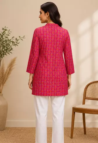 PINK Rayon DIGITAL PRINTED KURTI 