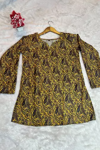 YELLOW Rayon DIGITAL PRINTED KURTI 