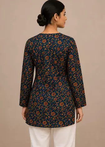 TEAL BLUE Rayon DIGITAL PRINTED KURTI 