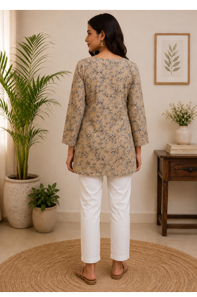 CREAM Rayon DIGITAL PRINTED KURTI  3