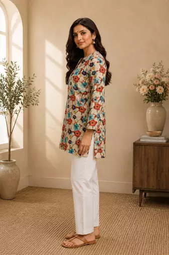 MULTICOLOR Rayon DIGITAL PRINTED KURTI 