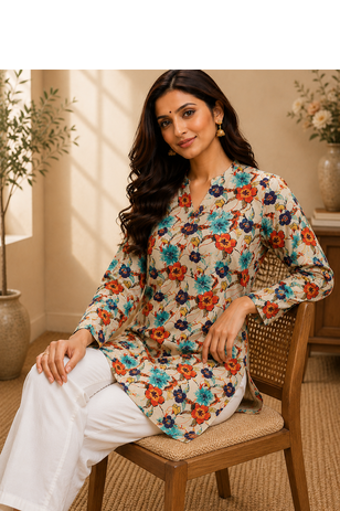 MULTICOLOR Rayon DIGITAL PRINTED KURTI  4