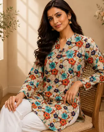 MULTICOLOR Rayon DIGITAL PRINTED KURTI 