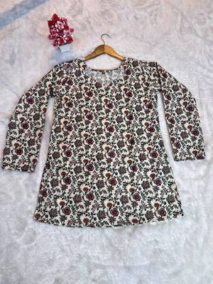 CREAM Rayon DIGITAL PRINTED KURTI  6