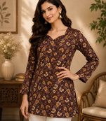 MAROON  REYON WITH DIGITAL PRINTED STYLISH WEAR KURTI 