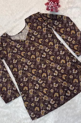MAROON Rayon DIGITAL PRINTED KURTI 