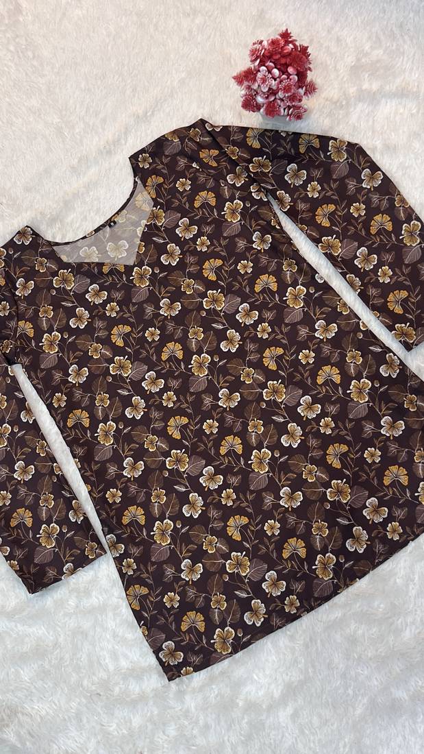 MAROON  REYON WITH DIGITAL PRINTED STYLISH WEAR KURTI 