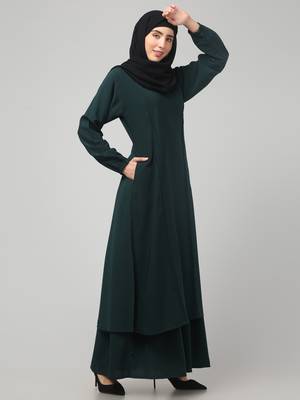 Abaya dress with elasticated sleeves made with nida matte fabric  1