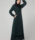 Abaya dress with elasticated sleeves made with nida matte fabric 