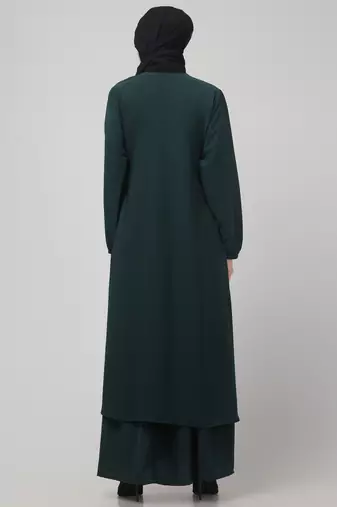 Abaya dress with elasticated sleeves made with nida matte fabric 