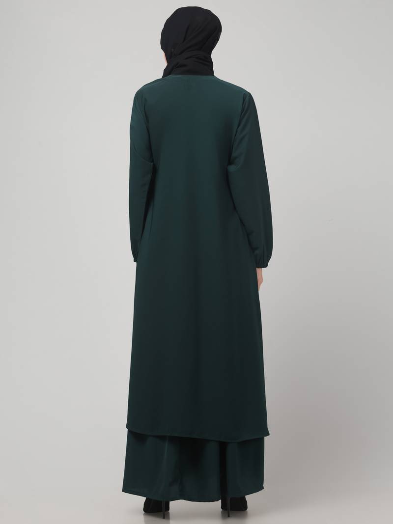 Abaya dress with elasticated sleeves made with nida matte fabric 