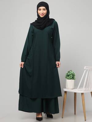 Abaya dress with elasticated sleeves made with nida matte fabric  4