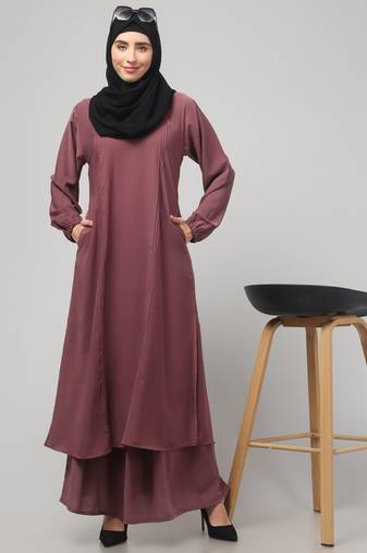 Women abaya burqa dress double color sided pocket
