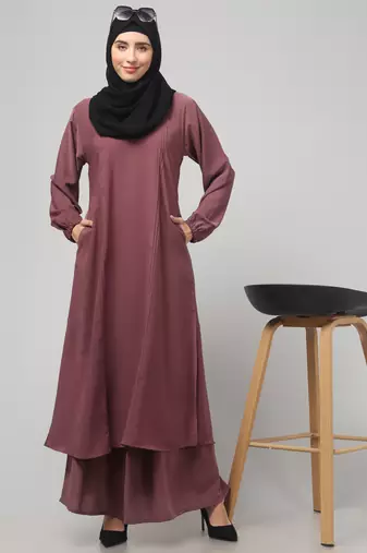Women abaya burqa dress double color sided pocket