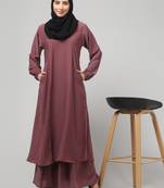Women abaya burqa dress double color sided pocket