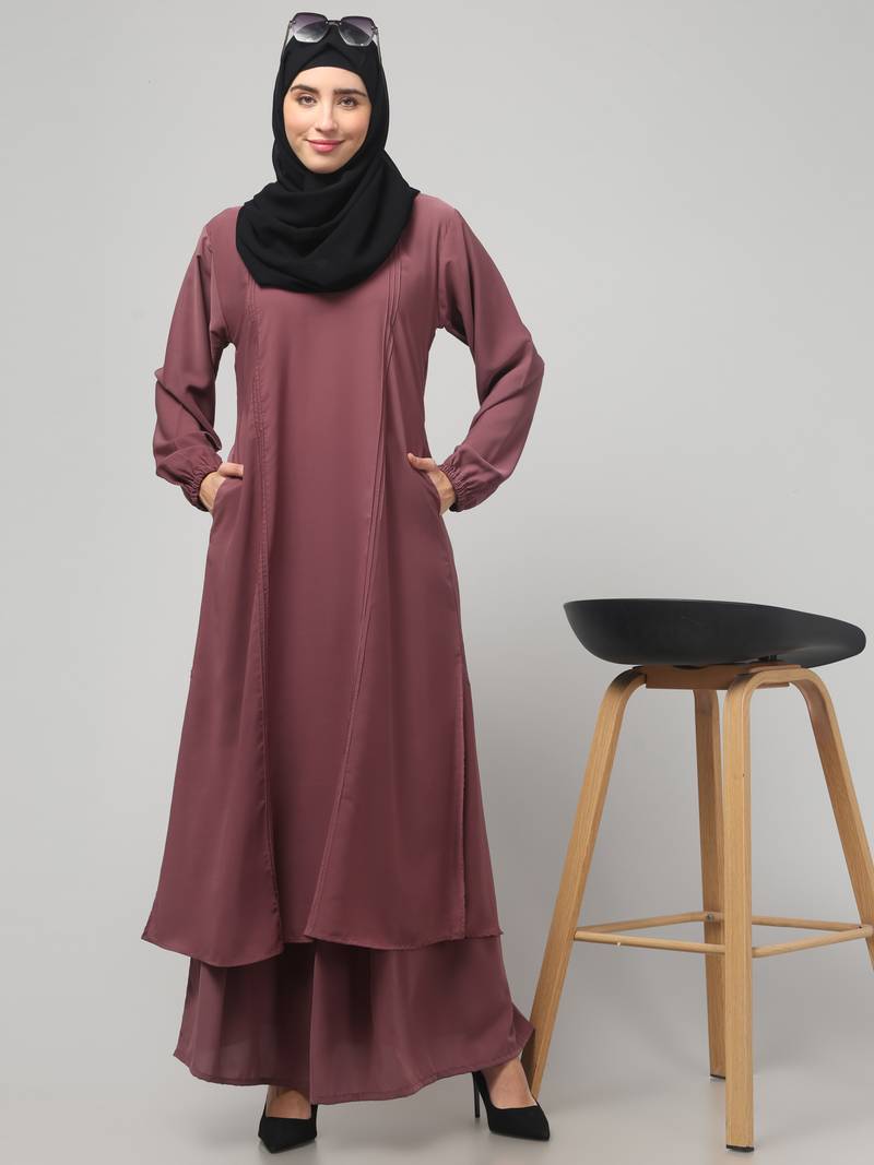 Women abaya burqa dress double color sided pocket