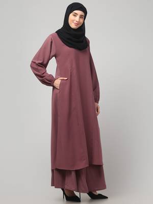Women abaya burqa dress double color sided pocket 3
