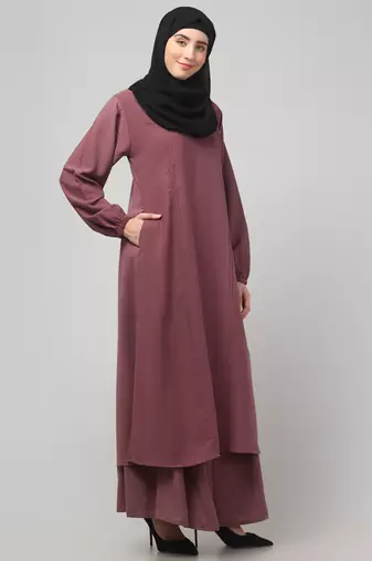 Women abaya burqa dress double color sided pocket