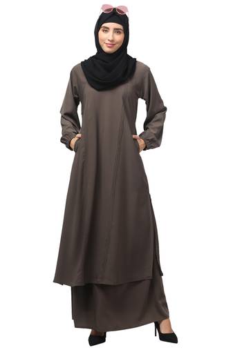 2 Piece Women Abaya Burqa Dress  Sided Pocket