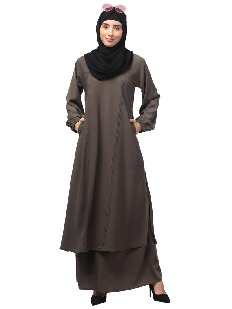 2 Piece Women Abaya Burqa Dress  Sided Pocket