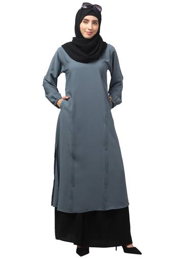 2 Piece for Women Abaya Burqa Dress Double Color Sided Pocket