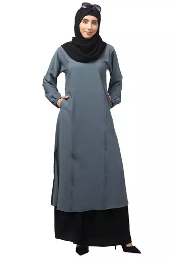 2 Piece for Women Abaya Burqa Dress Double Color Sided Pocket