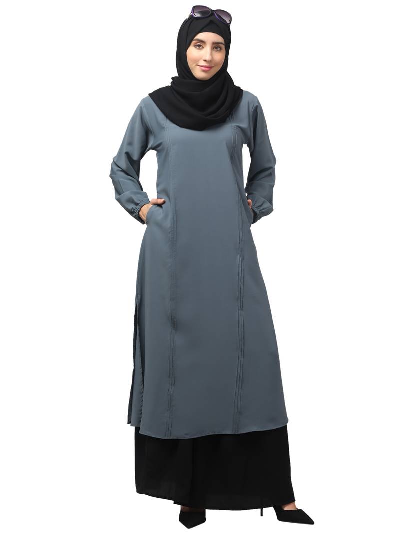 2 Piece for Women Abaya Burqa Dress Double Color Sided Pocket