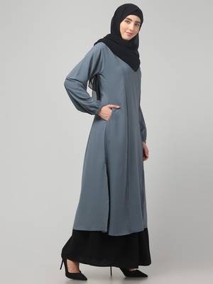 2 Piece for Women Abaya Burqa Dress Double Color Sided Pocket 3