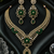 Gold finish electric green diamond necklace set