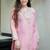 Elegant pink simmar silk kurta palazzo set with mirror & sequence embroidery work