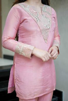  pink silk blend kurta palazzo set 5
