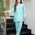 Designer aqua blue simmar silk kurta palazzo set with mirror & sequence embroidery