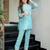 Designer aqua blue simmar silk kurta palazzo set with mirror & sequence embroidery
