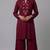 Maroon embroidered rayon kurta set