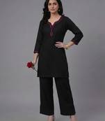 Black embroidered rayon kurta set